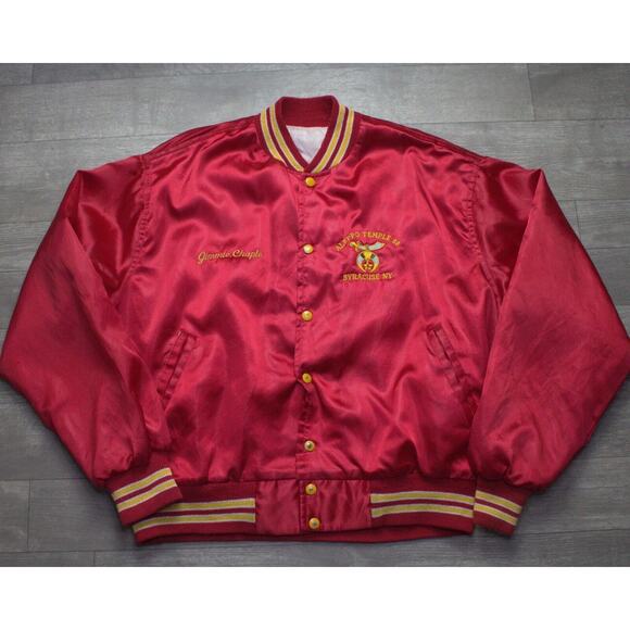 Vintage Aleppo Temple Satin Jacket Lined Embroidered Logo XXL - Picture 4 of 6